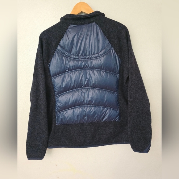 London Fog Women's Size Large Jacket Blue Puffer Sweater Down Thumbholes - Picture 9 of 13